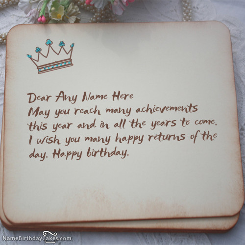 What To Write In Wife'S Birthday Card
 Write name on Royal Birthday Wish Happy Birthday Wishes