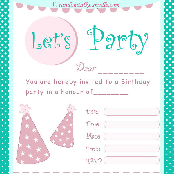 Where To Print Birthday Invitations
 Free Printable Birthday Invitations Random Talks