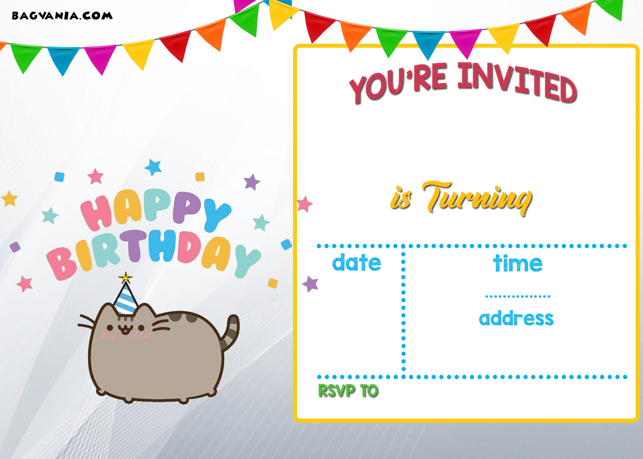 Where To Print Birthday Invitations
 FREE Printable Pusheen Birthday Invitation Template