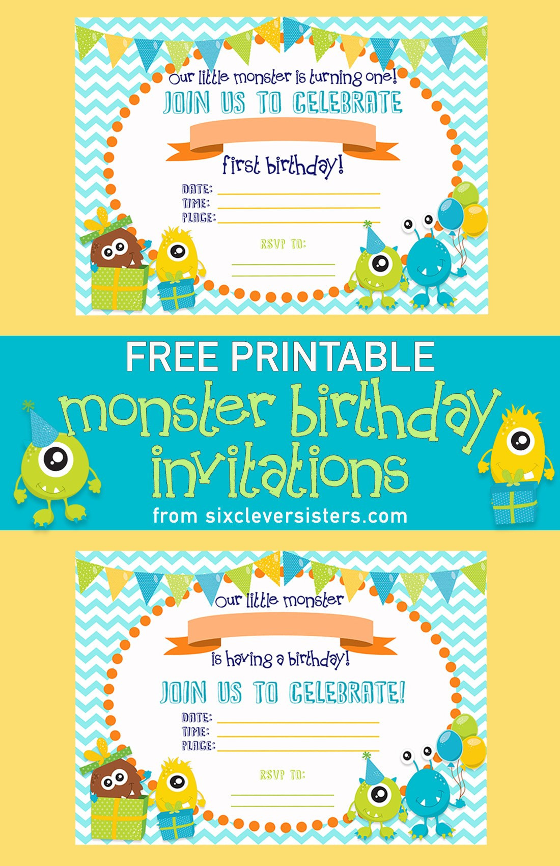 Where To Print Birthday Invitations
 FREE PRINTABLE Monster Birthday Invitations Six Clever
