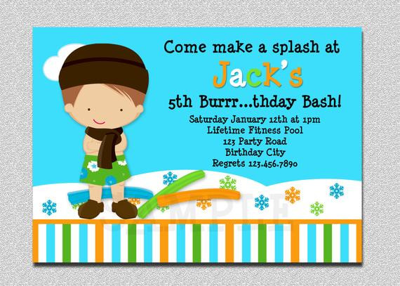 Winter Pool Party Ideas
 Indoor Pool Party Invitation Winter Pool Party Birthday