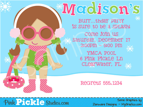 Winter Pool Party Ideas
 Winter Pool Party Personalized Party Invitation digital