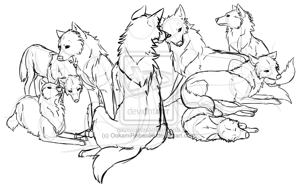 Wolf Pack Coloring Pages
 Wolf Pack Hunting Coloring Pages Sketch Coloring Page