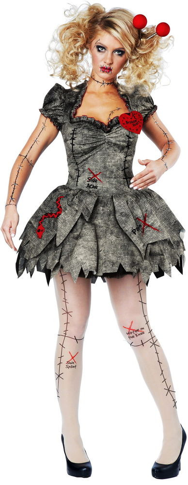 Women DIY Costumes
 Creepy Pins & Needles Voodoo Outfit Halloween Rag Doll