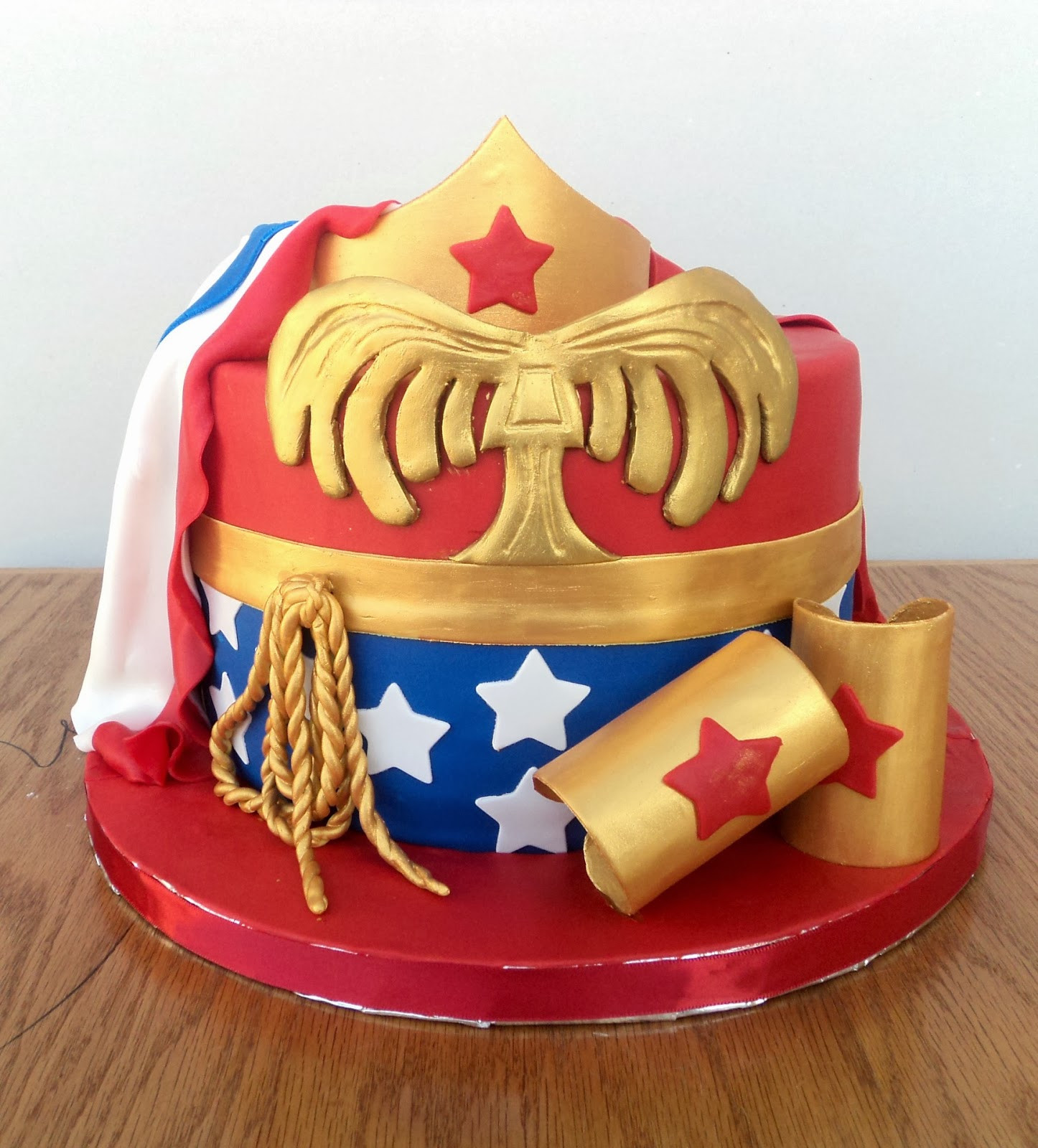 Wonder Woman Birthday Cake
 Delectable Cakes Wonder Woman with Cape Birthday Cake