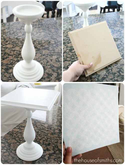 Wood Cake Stand DIY
 DIY Stenciled Cake Stand