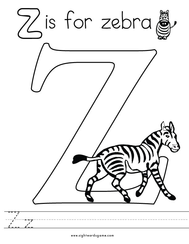 Z Coloring Pages
 Alphabet Coloring Pages Sight Words Reading Writing