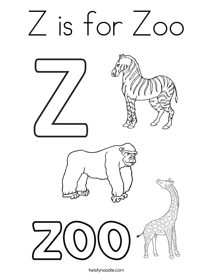 Z Coloring Pages
 Z is for Zoo Coloring Page Twisty Noodle