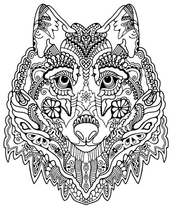 Zentangle Coloring Sheets For Boys
 Wolf Abstract Doodle Zentangle Coloring pages colouring