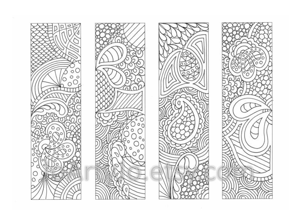 Zentangle Coloring Sheets For Boys
 Printable Bookmarks Coloring Page Zendoodle Zentangle
