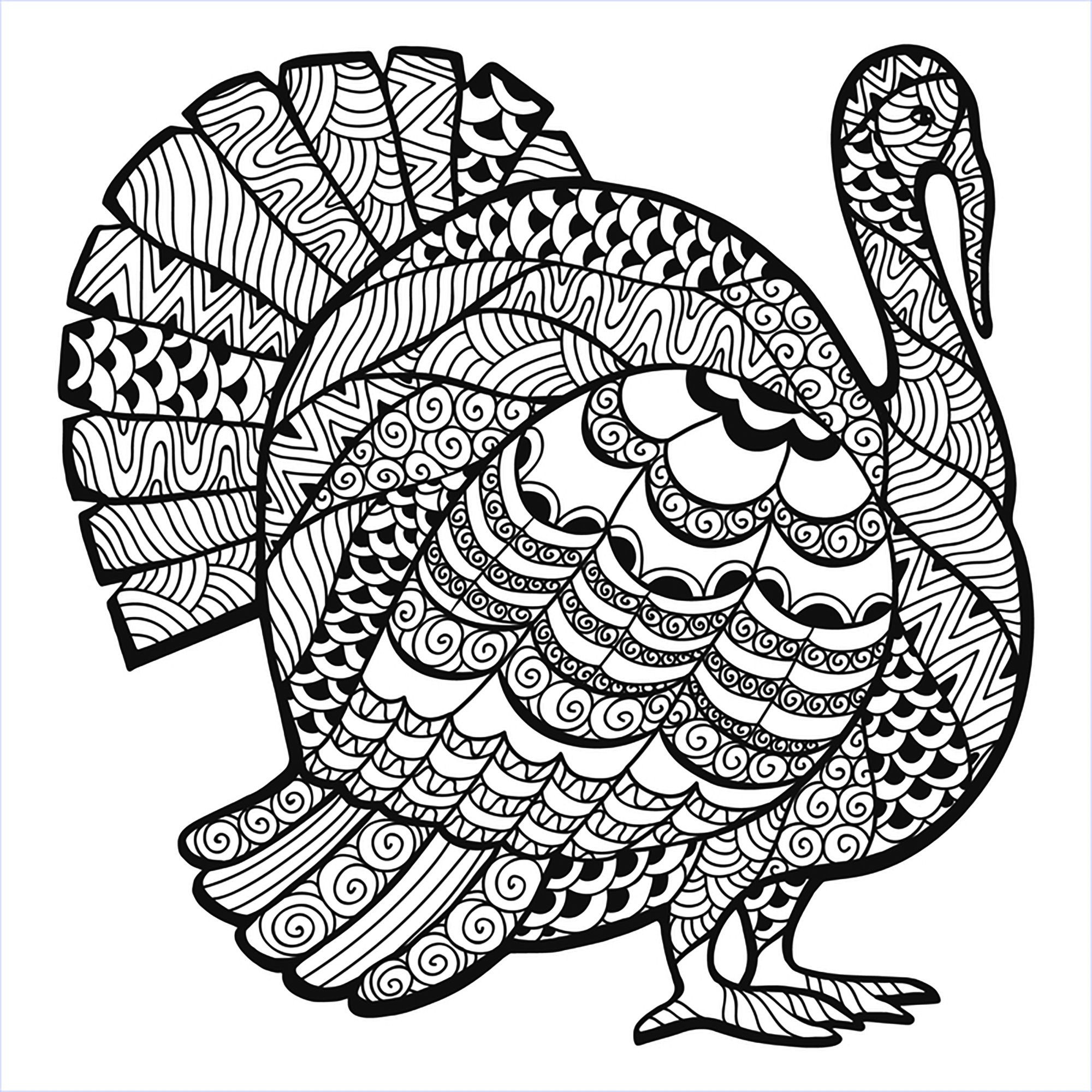 Zentangle Coloring Sheets For Boys
 Thanksgiving Turkey Zentangle Coloring page From the