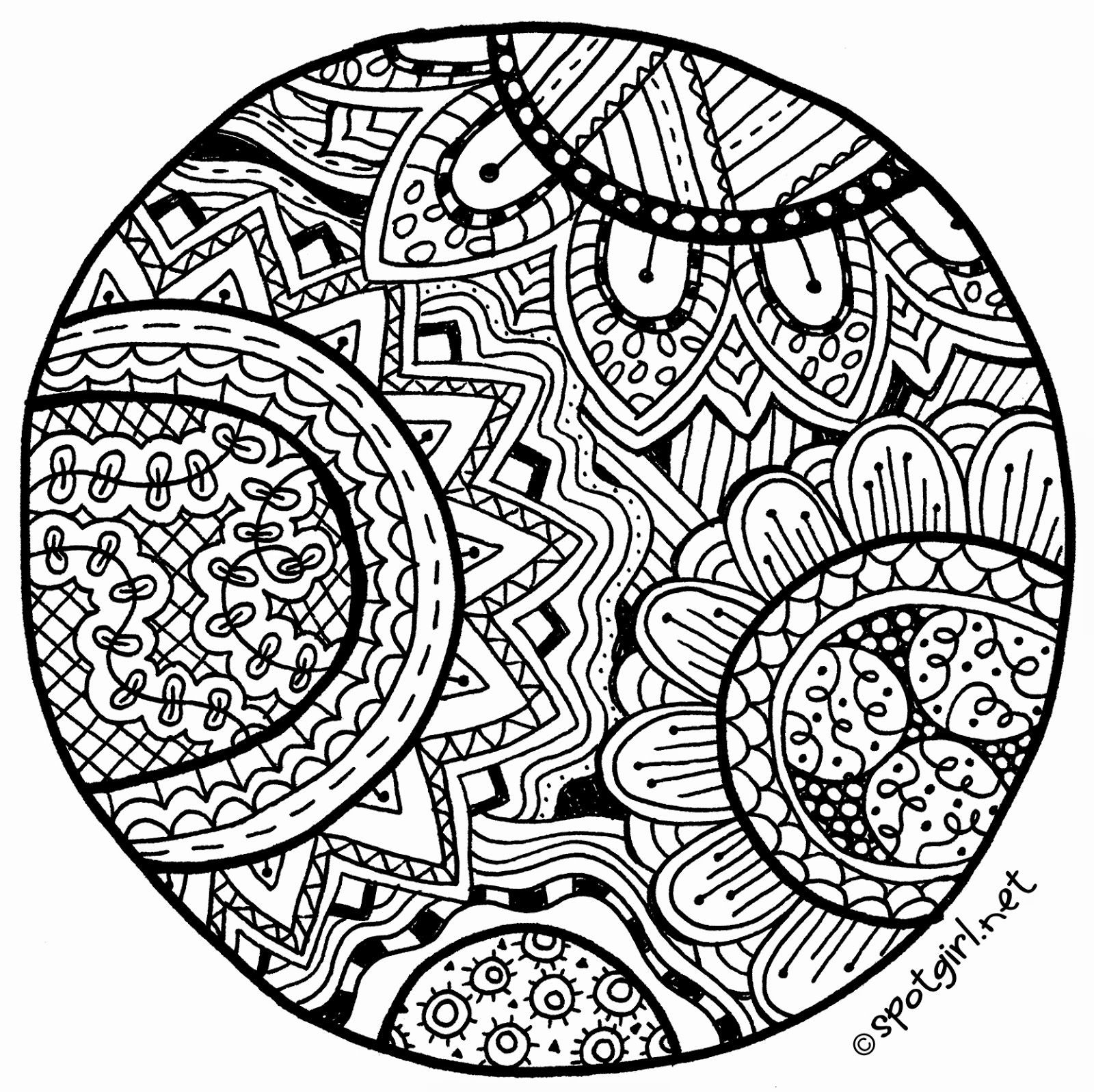 Zentangle Coloring Sheets For Boys
 Zentangle medallion printable from spotgirl hotcakes