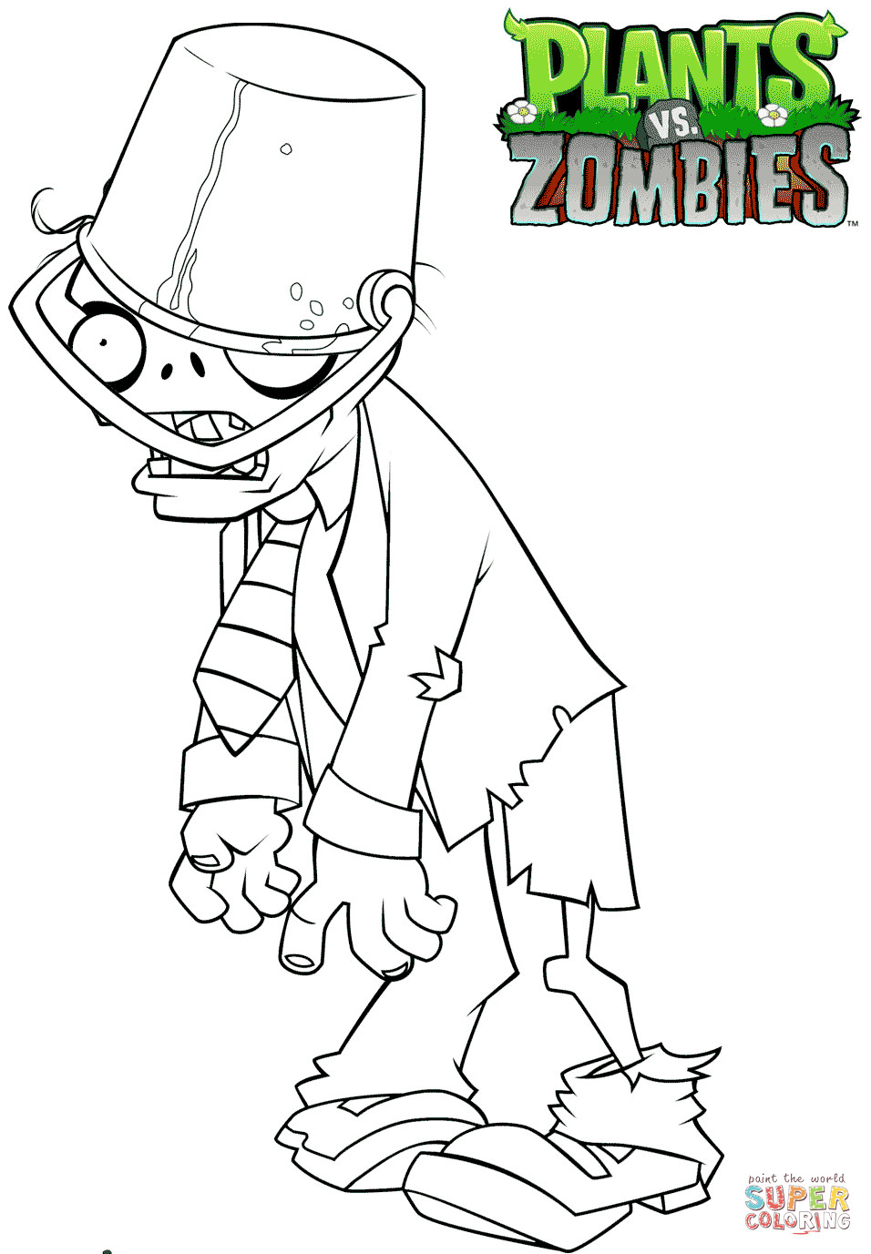 Zombie Printable Coloring Pages
 Plants vs Zombies Buckethead Zombie coloring page