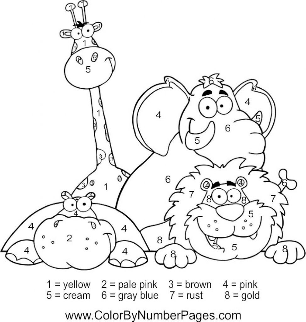 Zoo Animals Coloring Pages
 Happy Zoo Animals Color By Number Coloring Picture