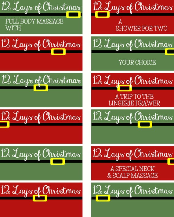 12 Days Of Christmas Gift Ideas For Her
 12 Lays of Christmas Naughty Coupons for Him Her