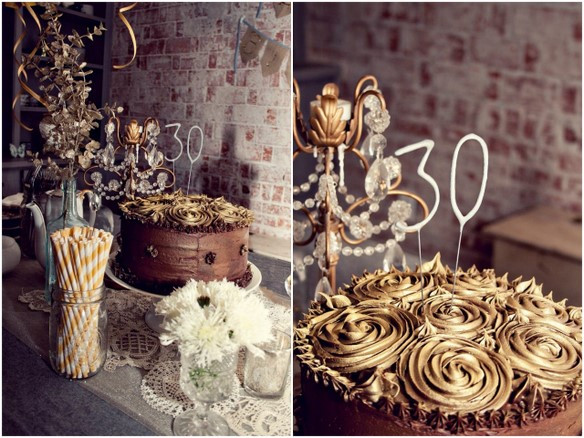 30 Birthday Decorations
 Chocolate Gold Sparkling 30th Birthday Party
