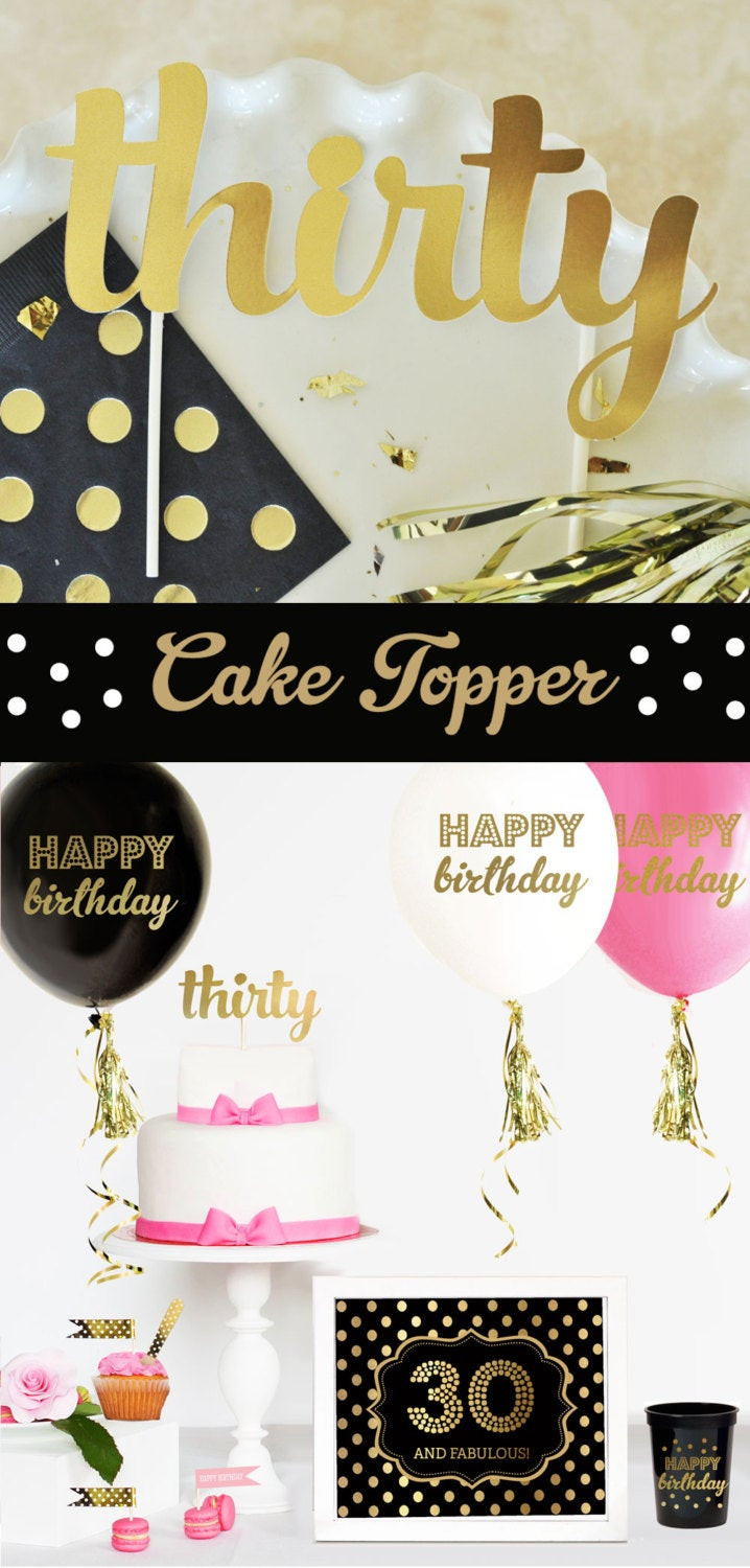 30 Birthday Decorations
 30th Birthday Cake Topper 30 Birthday Decorations Dirty Thirty
