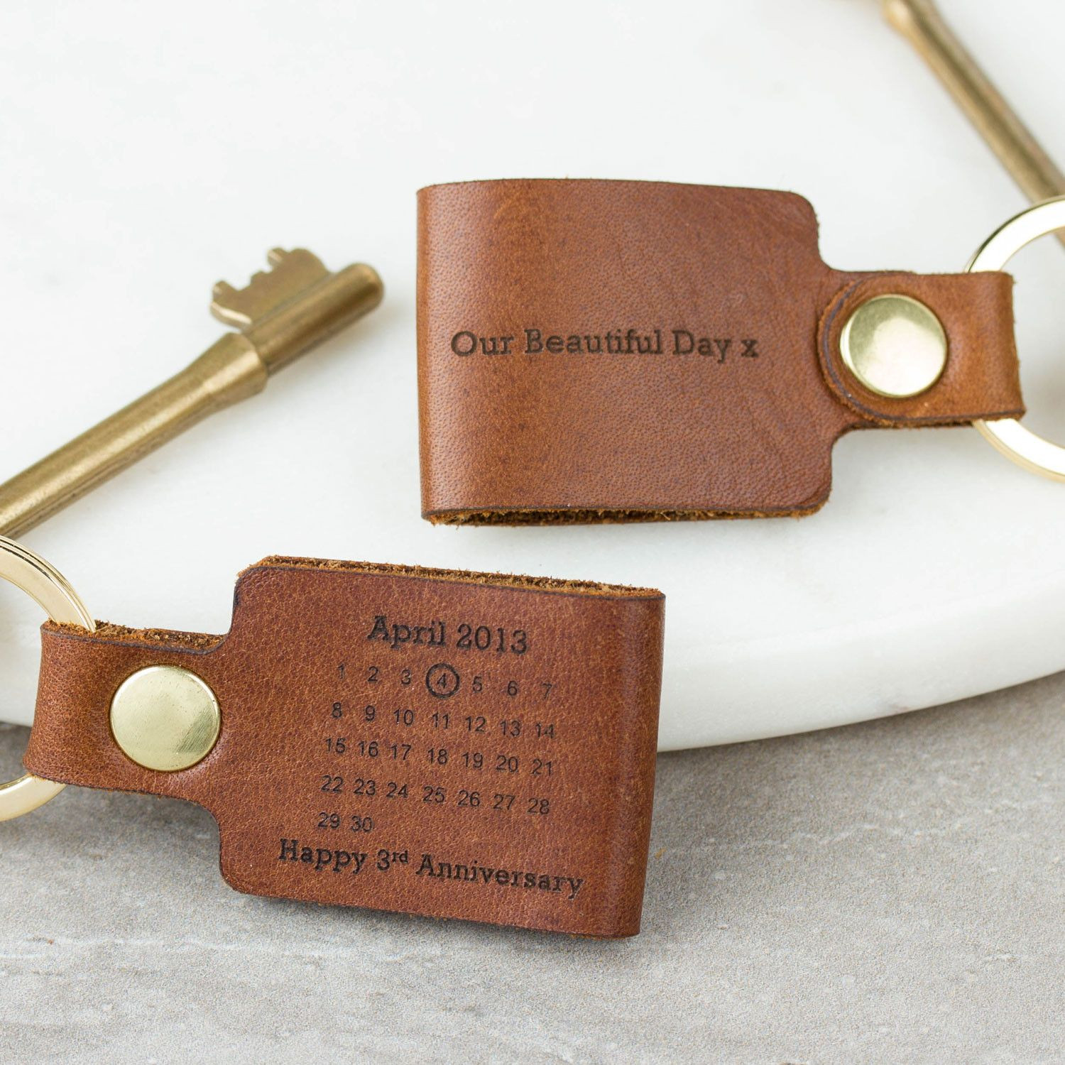 3Rd Anniversary Gift Ideas
 Personalised Third Wedding Anniversary Leather Keyring