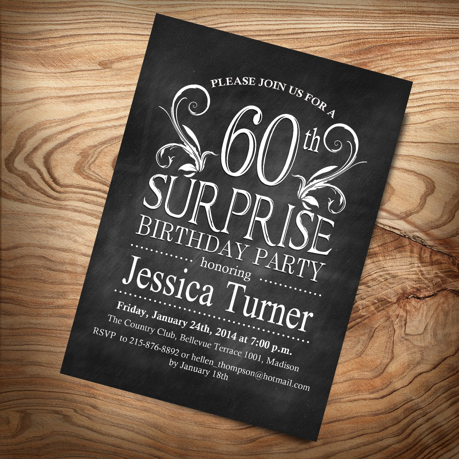 60Th Birthday Invitation Ideas
 Surprise 60th Birthday Invitation Any Age Digital