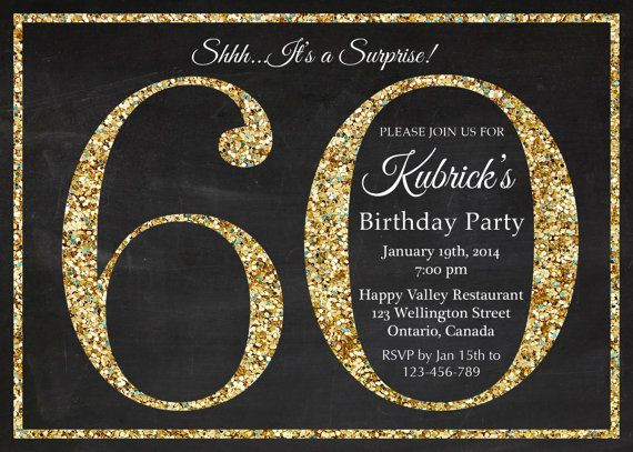 60Th Birthday Invitation Ideas
 60th birthday invitation Gold Glitter Birthday Party