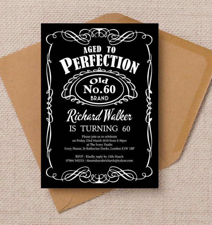 60Th Birthday Invitation Ideas
 Whiskey Label Themed 60th Birthday Party Invitation in