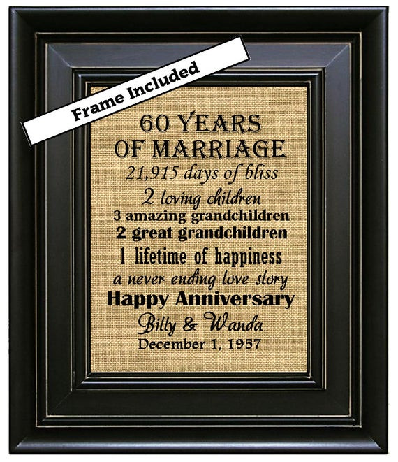 60Th Wedding Anniversary Gift Ideas For Parents
 FRAMED 60th Wedding Anniversary 60th Anniversary Gifts 60th