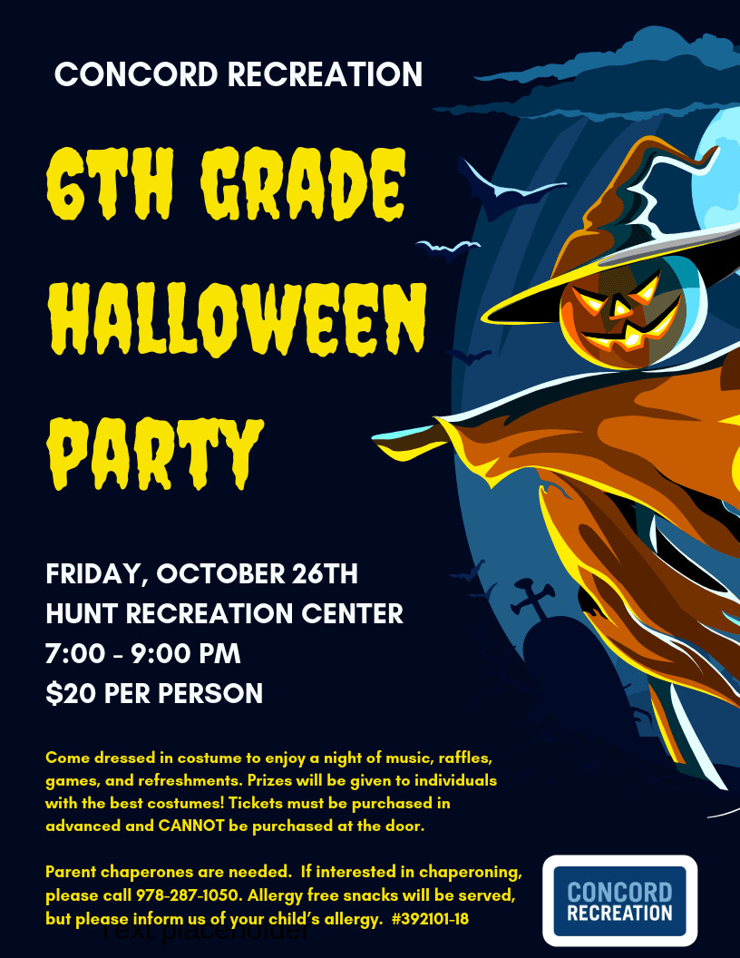 6Th Grade Halloween Party Ideas
 Concord Recreation Department MA
