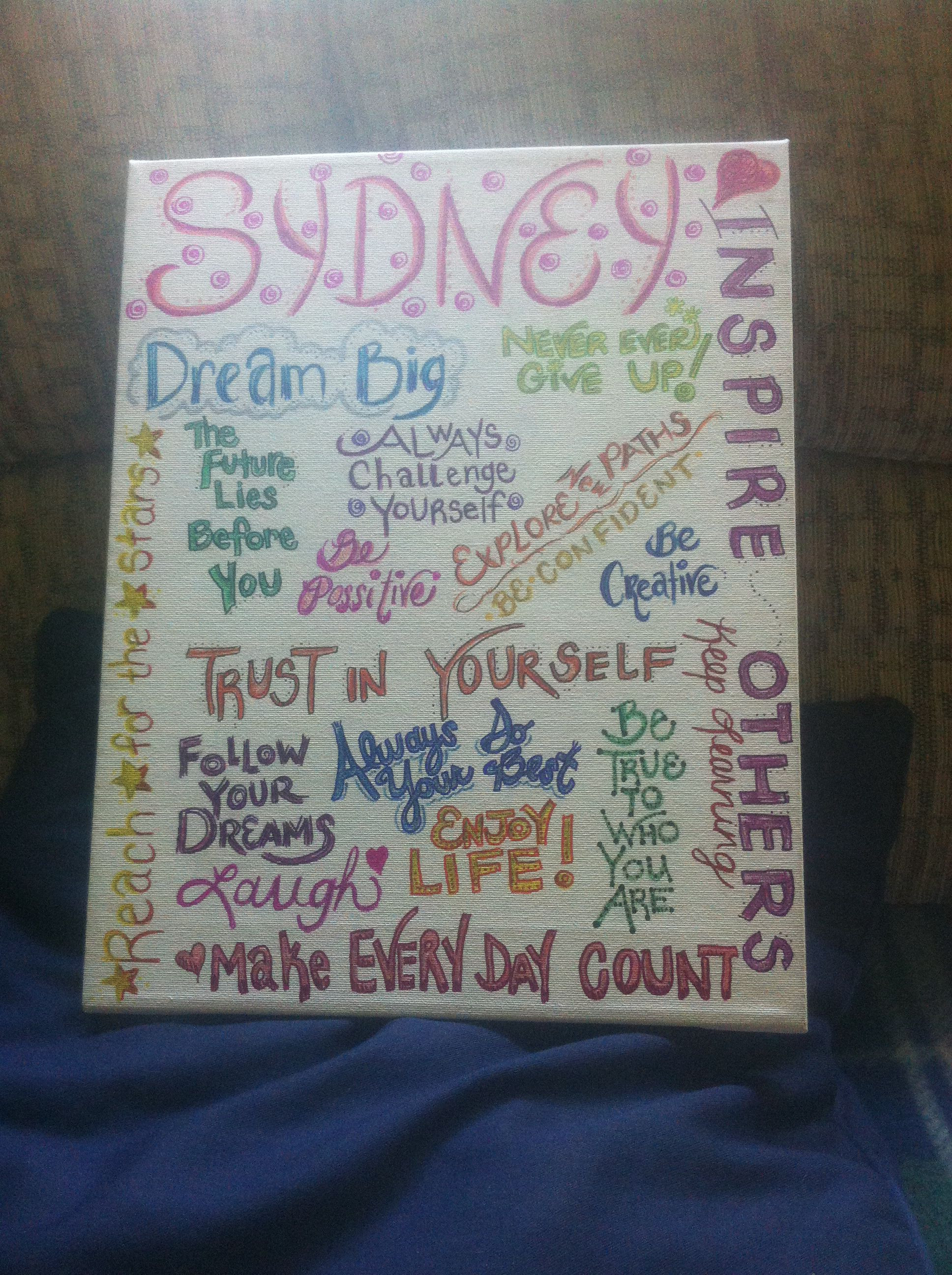 8Th Grade Graduation Gift Ideas For Daughter
 Inspirational canvas I made for my neices 8th grade