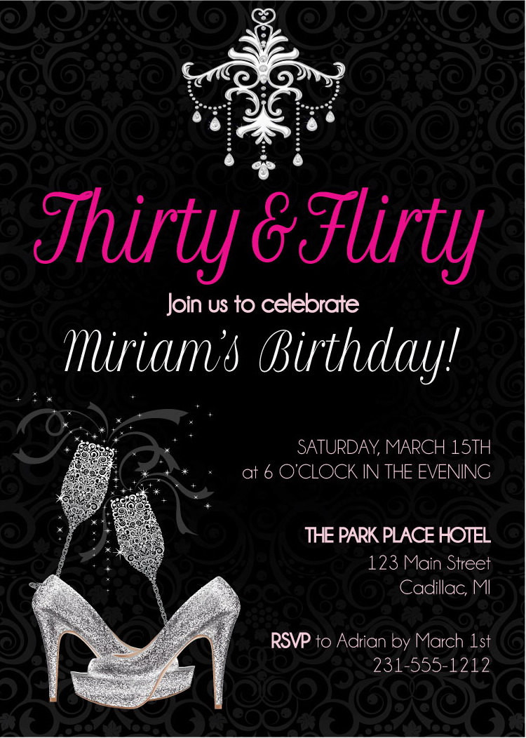 Adult Birthday Party Invitations
 Thirty and Flirty Adult Birthday Invitation Adult Birthday