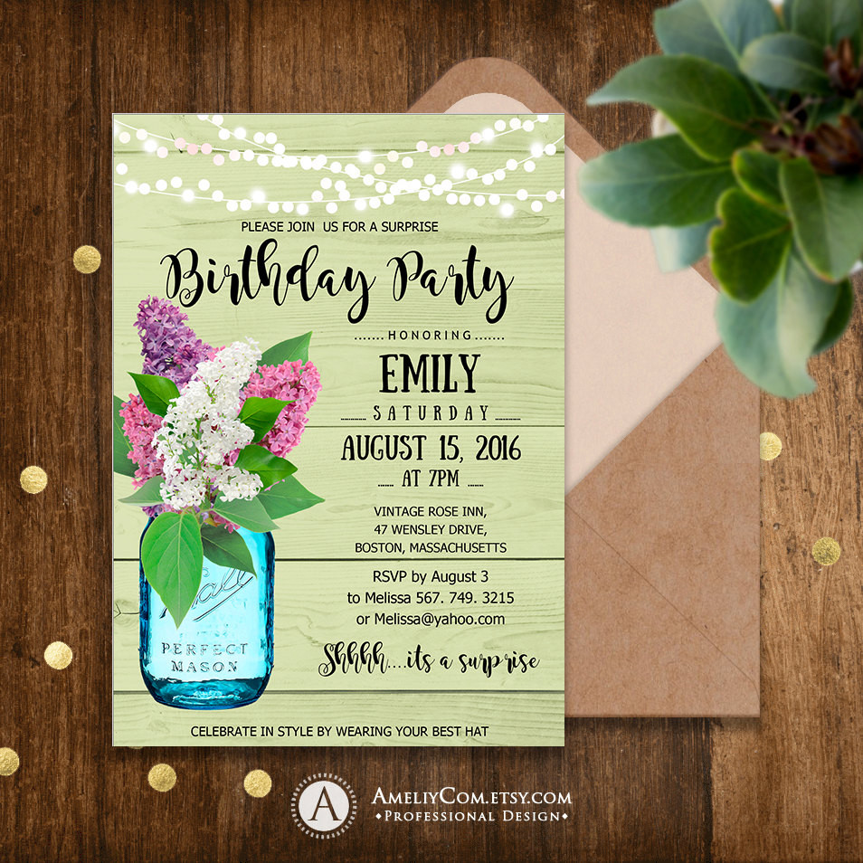 Adult Birthday Party Invitations
 Adult Birthday Invitations Printable Garden Birthday Party