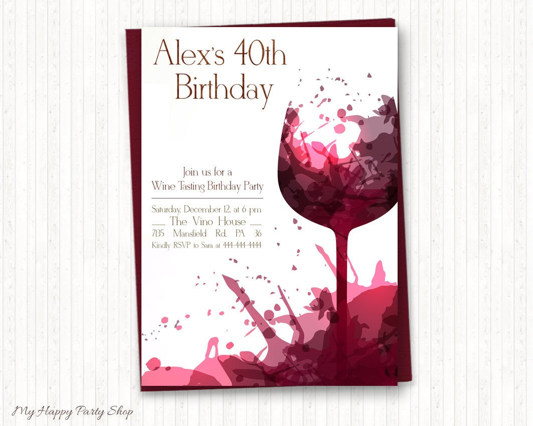 Adult Birthday Party Invitations
 Wine Birthday Invitations Adult Birthday Wine Tasting Adult