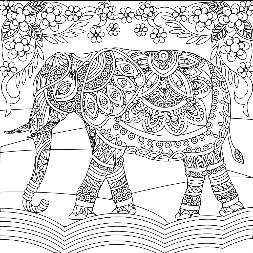 Adult Coloring Book Elephant
 Elephant coloring page
