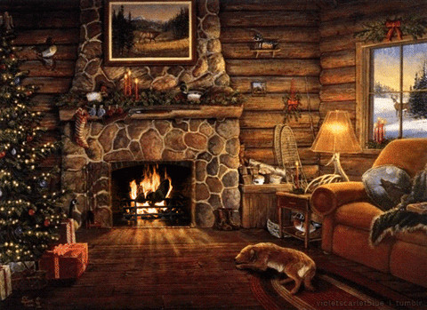 Animated Christmas Fireplace
 Dog Animated GIF