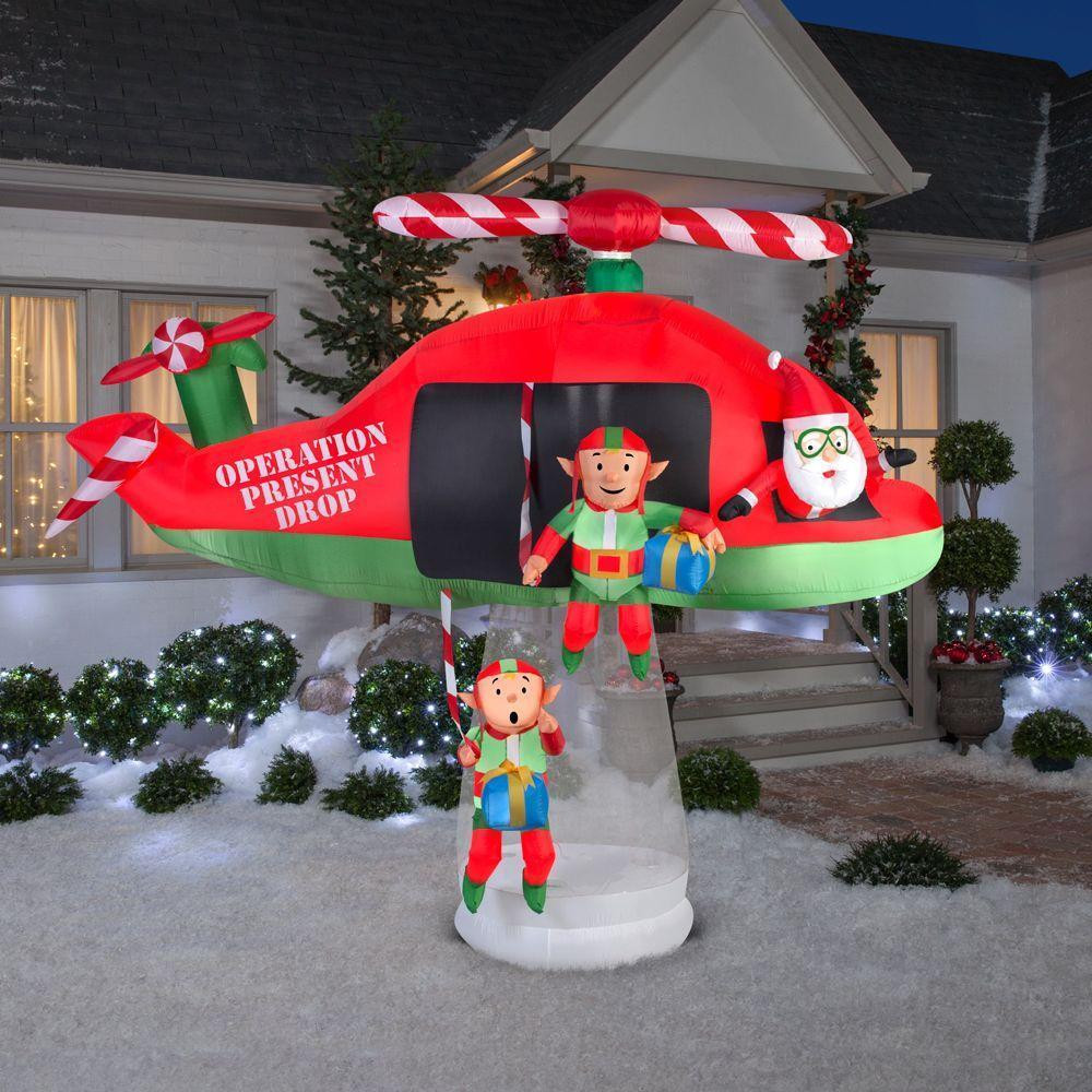 Animated Outdoor Christmas Decorations
 Christmas Inflatable Santa Elves Helicopter Animated
