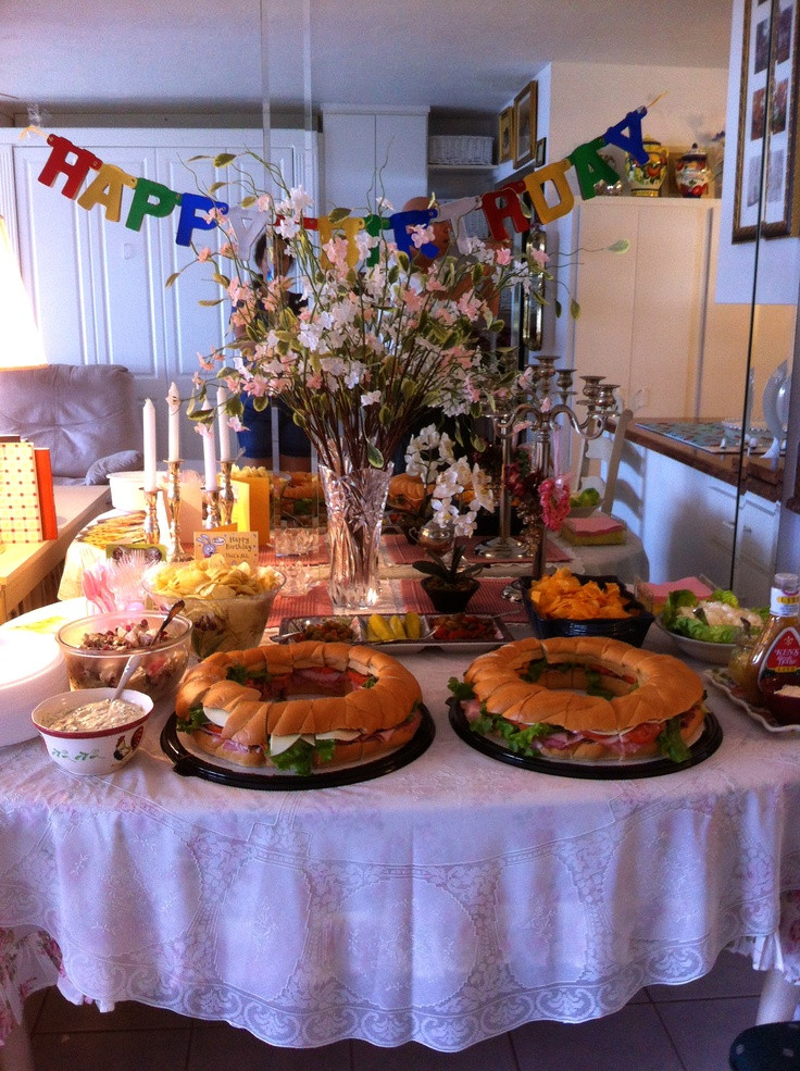 Anniversary Party Food Ideas
 Buffett table for my Dads 75th birthday party
