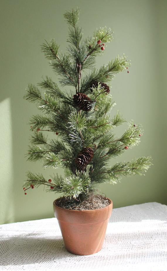 Apartment Sized Christmas Trees
 Rustic Christmas Tree Pine tree with Pine Cones and Berries