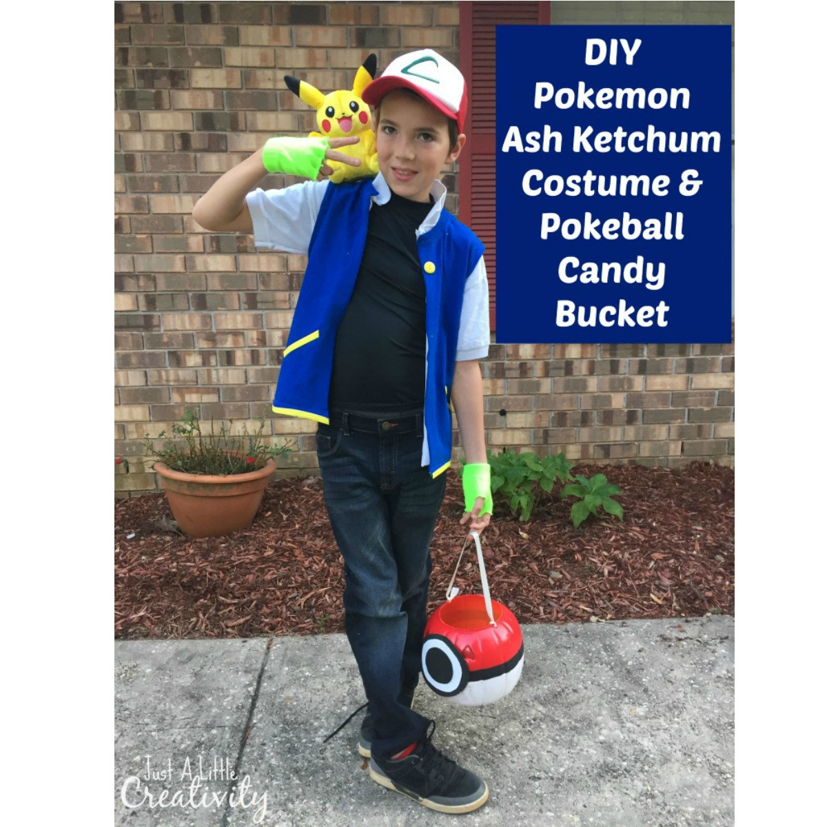 Ash Ketchum Costume DIY
 DIY Pokemon Ash Ketchum Costume & Pokeball Candy Bucket