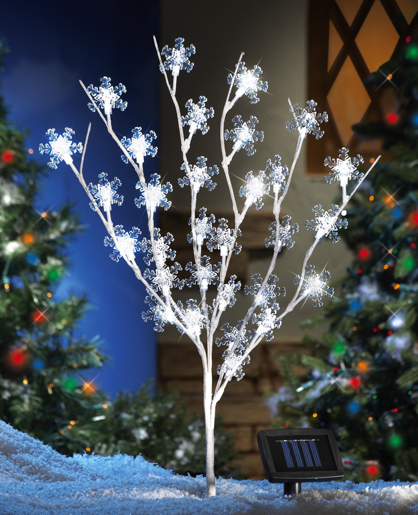 Battery Operated Outdoor Christmas Decorations
 35" Solar Powered Snowflake Tree White Lights Outdoor