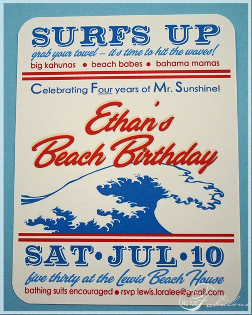 Beach Birthday Party Invitation Ideas
 The Vintage Fern Cowabunga Vintage Beach Birthday Party