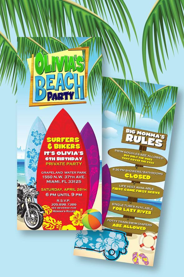 Beach Birthday Party Invitation Ideas
 17 Best ideas about Teen Beach Party on Pinterest