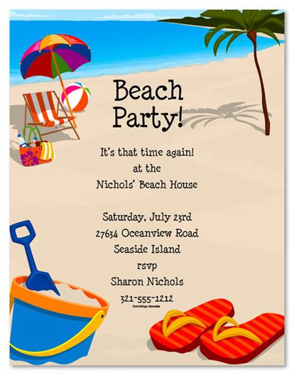 Beach Birthday Party Invitation Ideas
 Beach Party Invitation Templates Free