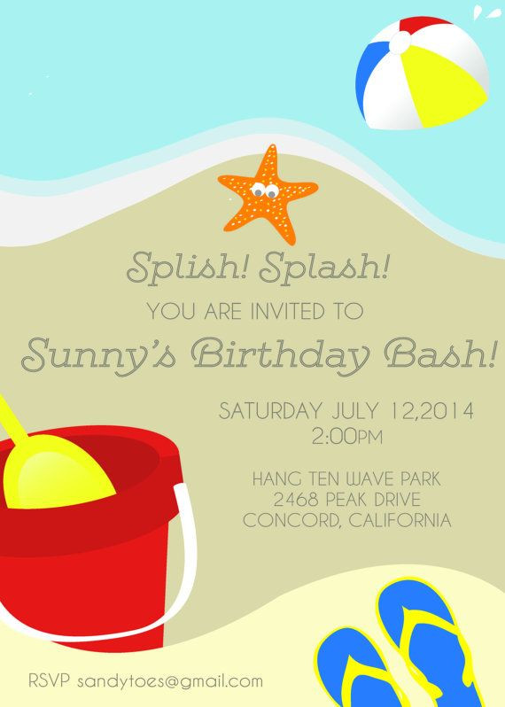 Beach Birthday Party Invitation Ideas
 25 best ideas about Beach party invitations on Pinterest