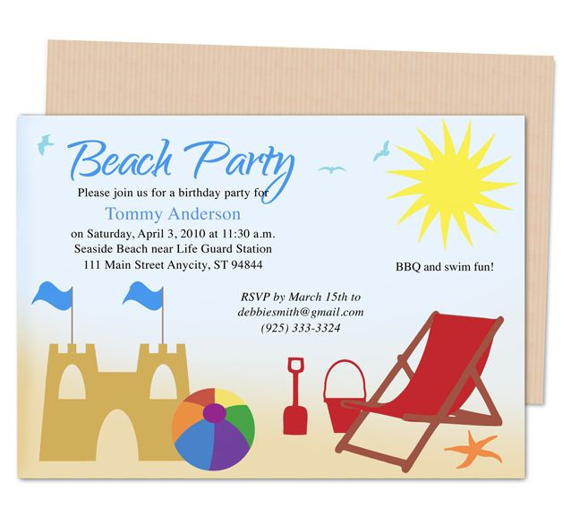 Beach Birthday Party Invitation Ideas
 23 best Kids Birthday Party Invitation Templates images on