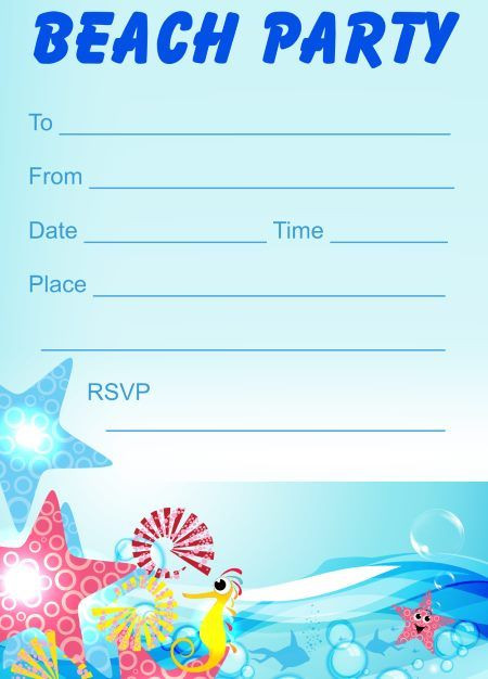 Beach Birthday Party Invitation Ideas
 Printable Beach Party Invitations