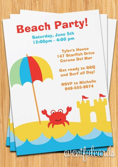 Beach Birthday Party Invitation Ideas
 Beach Party Invitation