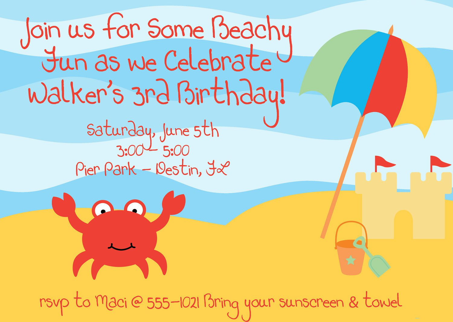 Beach Birthday Party Invitation Ideas
 Beach Themed Birthday Invitations