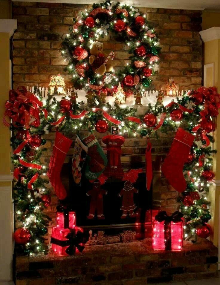 Beautiful Christmas Fireplace
 Beautiful mantle CHRISTmas