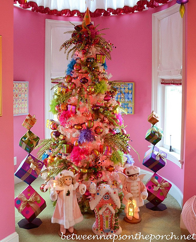 Bedroom Christmas Tree
 Girl’s Pink Bedroom Decorated for Christmas