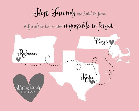 Best Friend Christmas Quotes
 3 Best Friends Sisters Maps Gift for Friends by