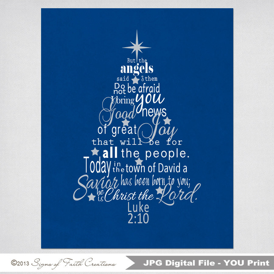 Bible Quotes About Christmas
 Luke 2 Bible Verse Christmas Tree Subway Art INSTANT
